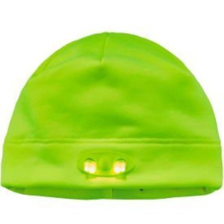 ERGODYNE Ergodyne® N-Ferno® 6804 Skull Cap Beanie Hat With LED Lights, Lime 16802